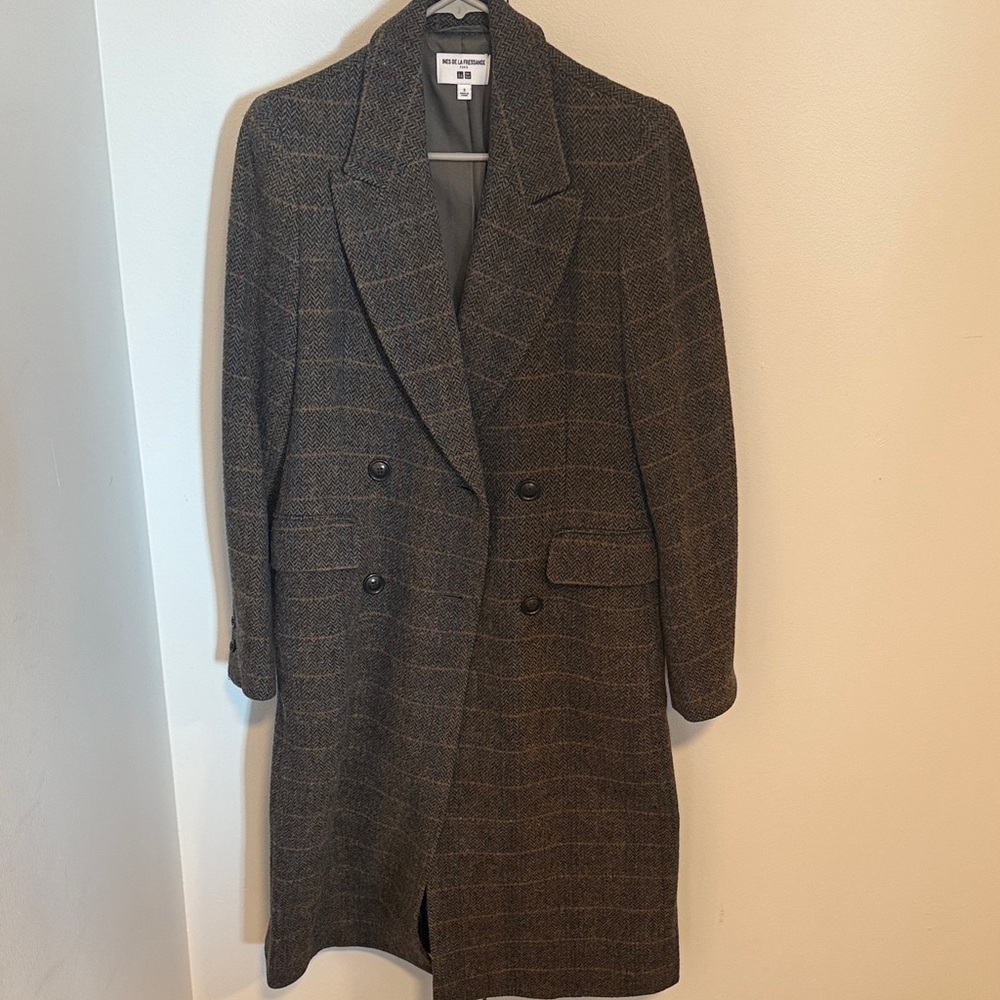 Uniqlo Women's Black and Brown Pea Coat